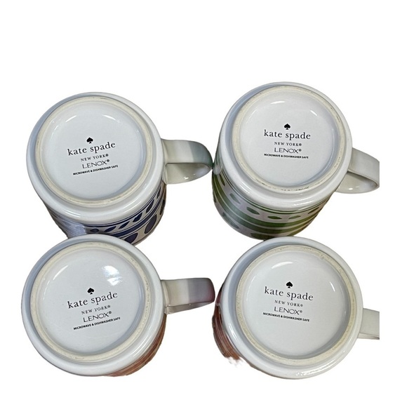 Kate Spade ♠️ Lennox Good Tasting Stacking Coffee Mugs - Set of 4 - Picture 7 of 8